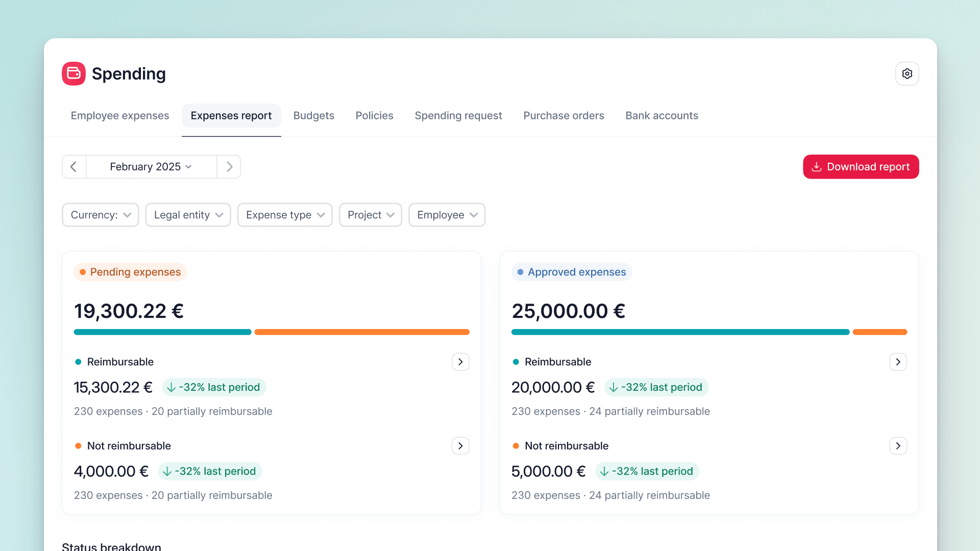 Gain visibility with Expenses report