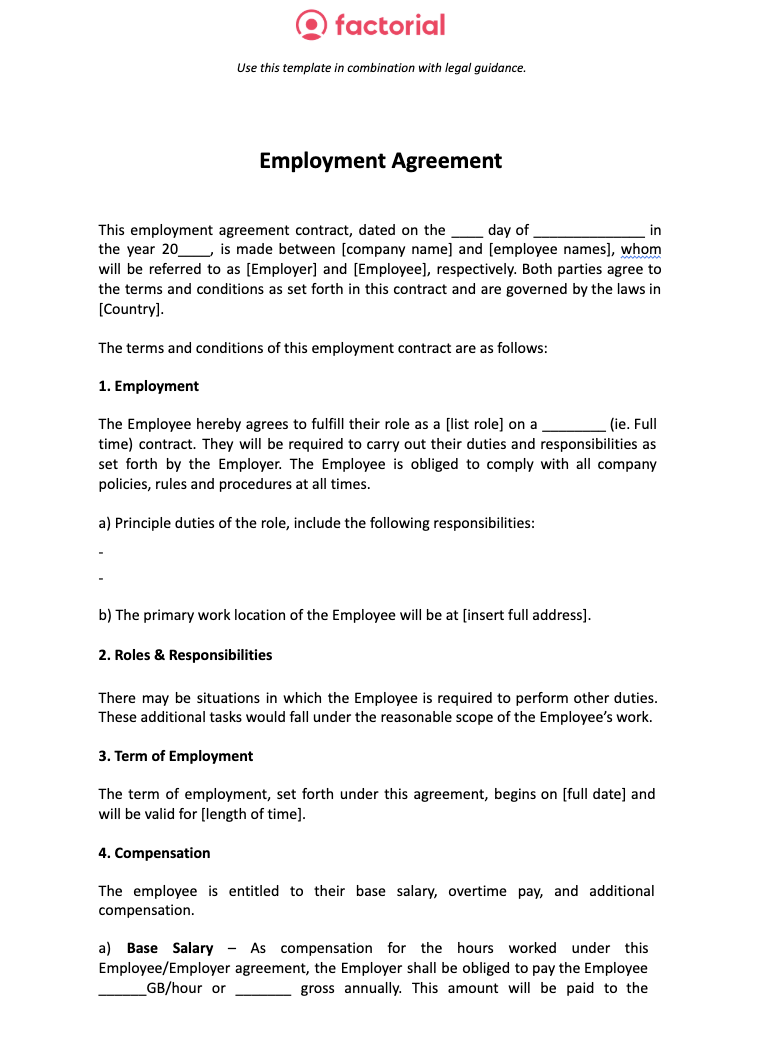 Sample of a fixed-term contract for employers Factorial