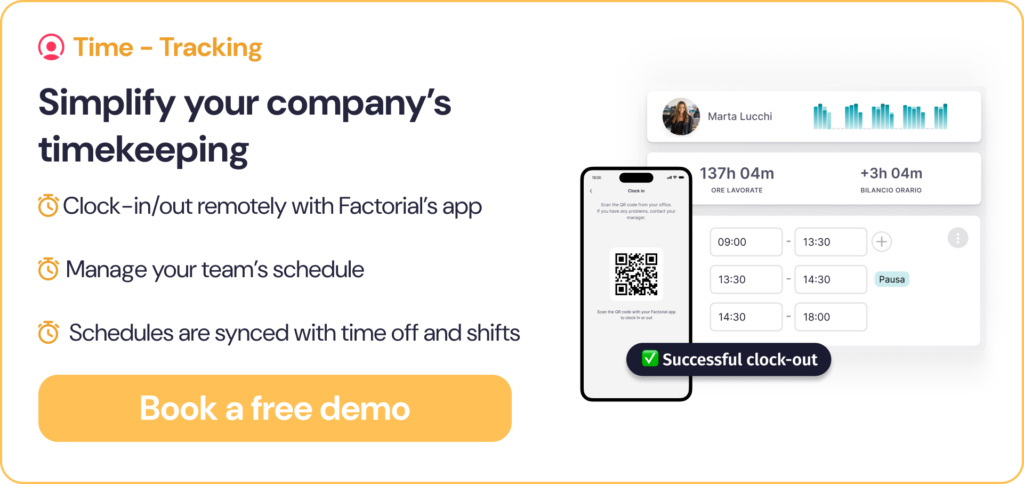 Track your employees' hours using Factorial