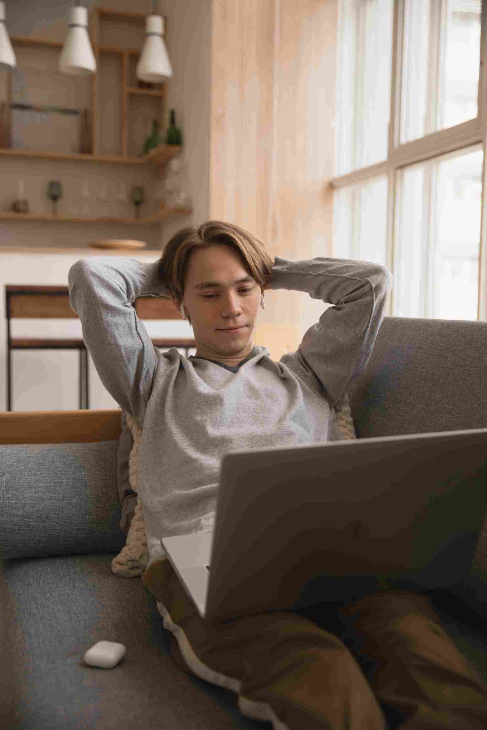 man about to take a nap on his lunch break while working from home