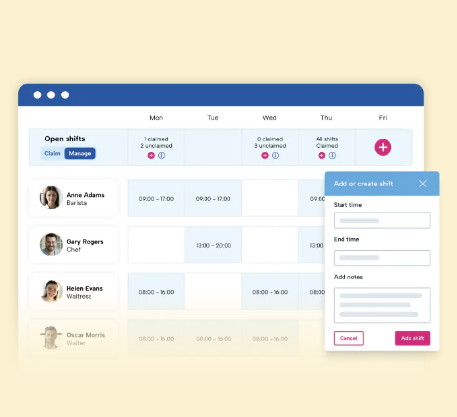 BrightHR is a cloud-based software solution that includes a scheduling tool.