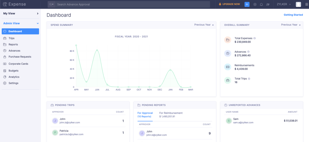 Zoho Expense is a top alternative to Pleo to track company expenses