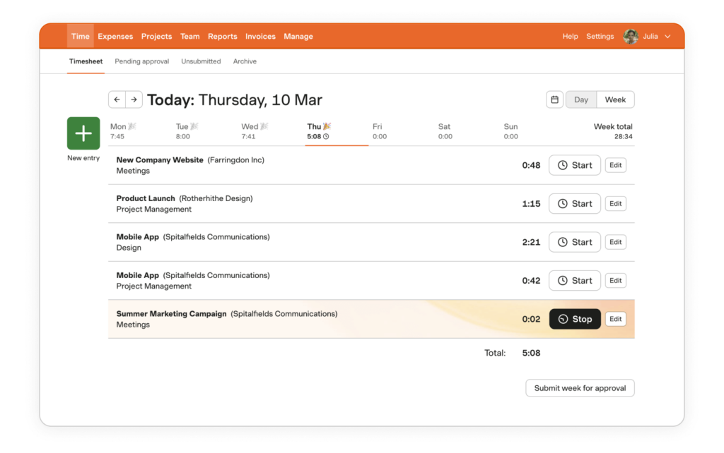 Harvest dashboard