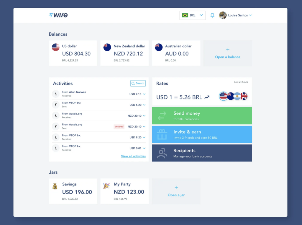 Wise dashboard