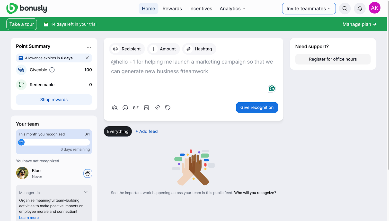 bonusly employee communication experience software