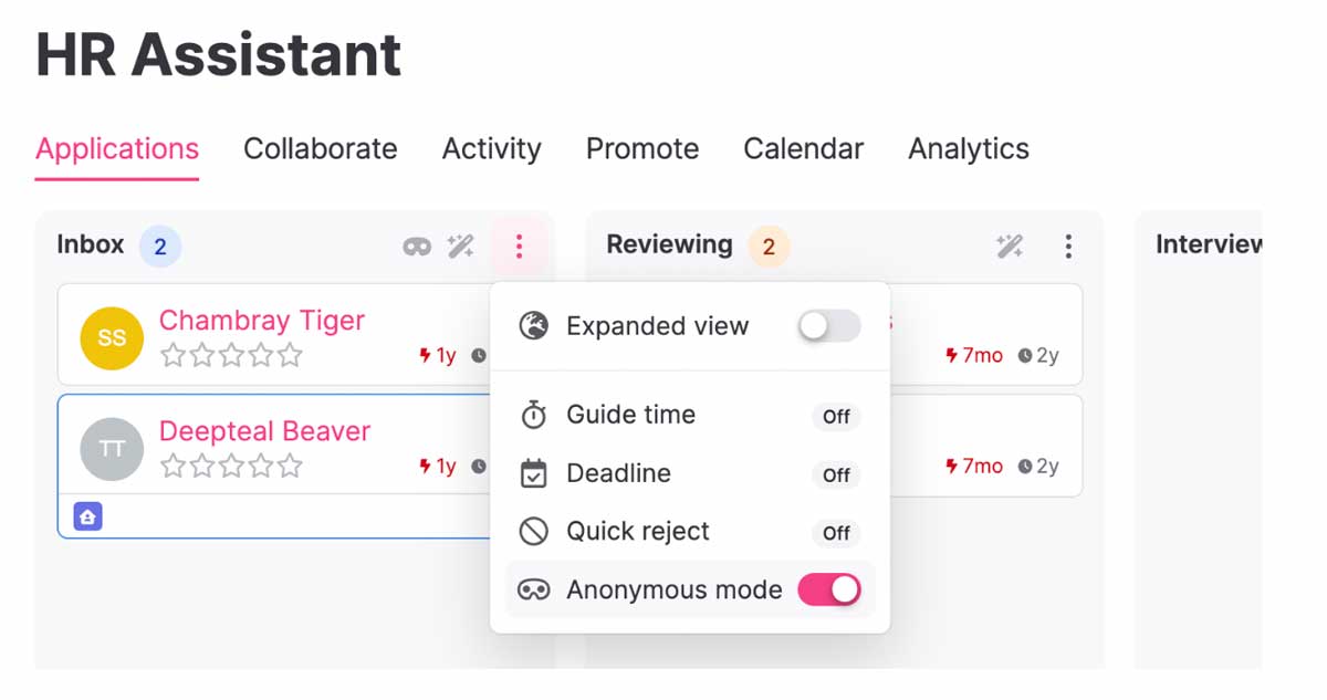 teamtailor software menu
