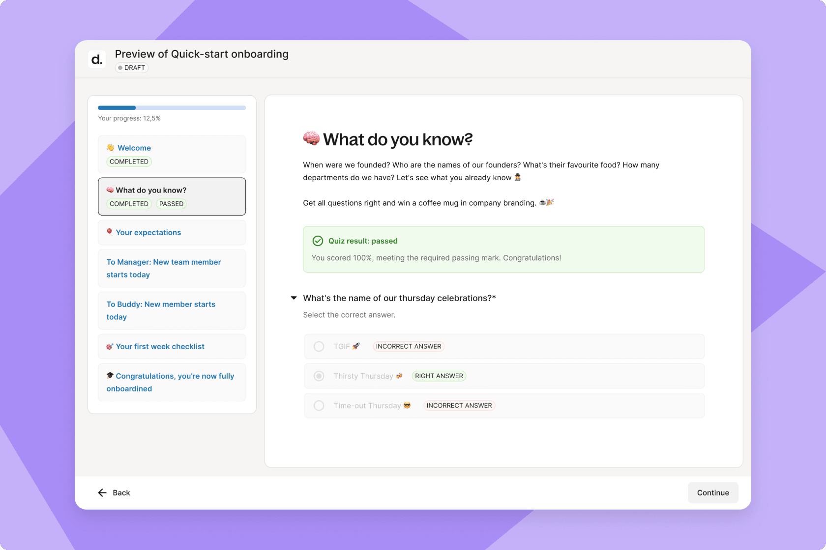 deel quiz screen