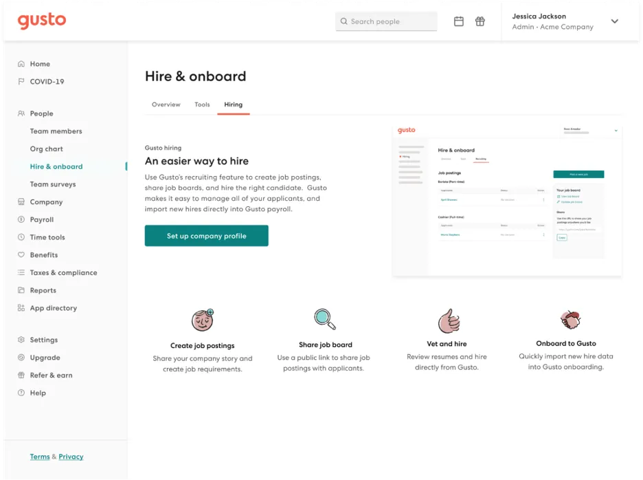 gusto software screen