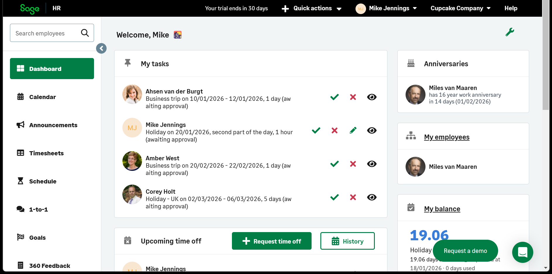 sagehr dashboard as an alternative to cezanne hr